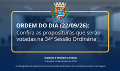 ACONTECE HOJE, ÀS 14H: 34ª SESSÃO ORDINÁRIA DE 2026