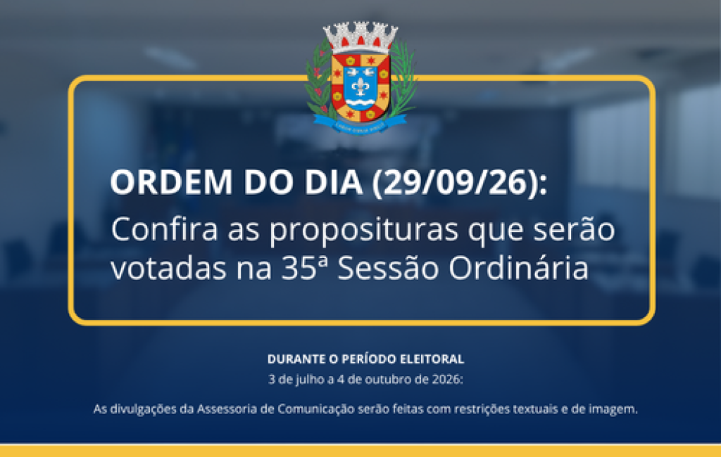ACONTECE HOJE, ÀS 14H: 35ª SESSÃO ORDINÁRIA DE 2026